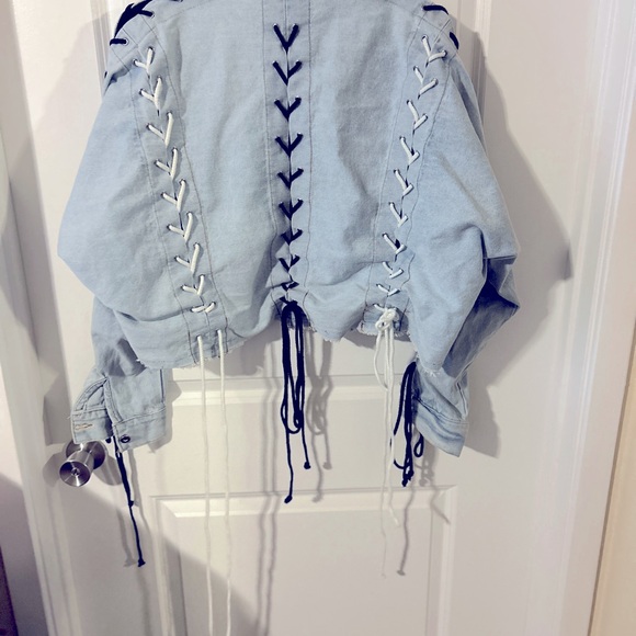 Rehab Denim Crop Jacket with Strings | Women’s Medium - Picture 3 of 12